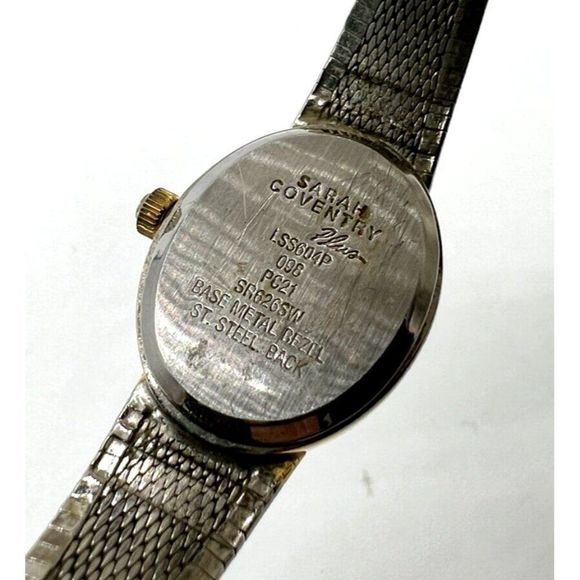 Sarah Coventry Supreme Metal Band Gold Silver Tone Ladies Watch Diamond Chip - Picture 6 of 6